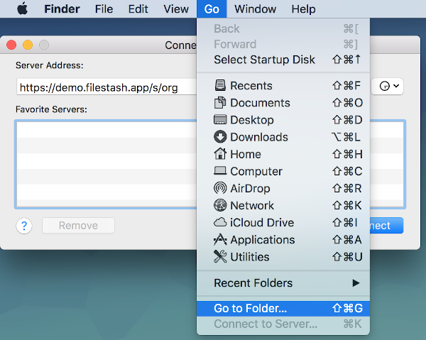open as network drive from finder on MacOS
