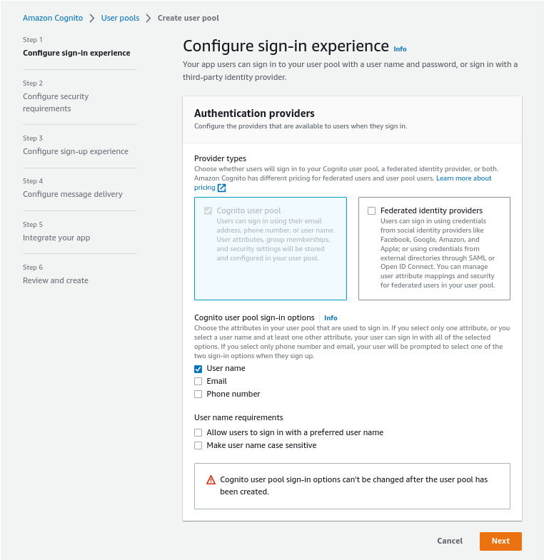 step1 configure sign-in experience
