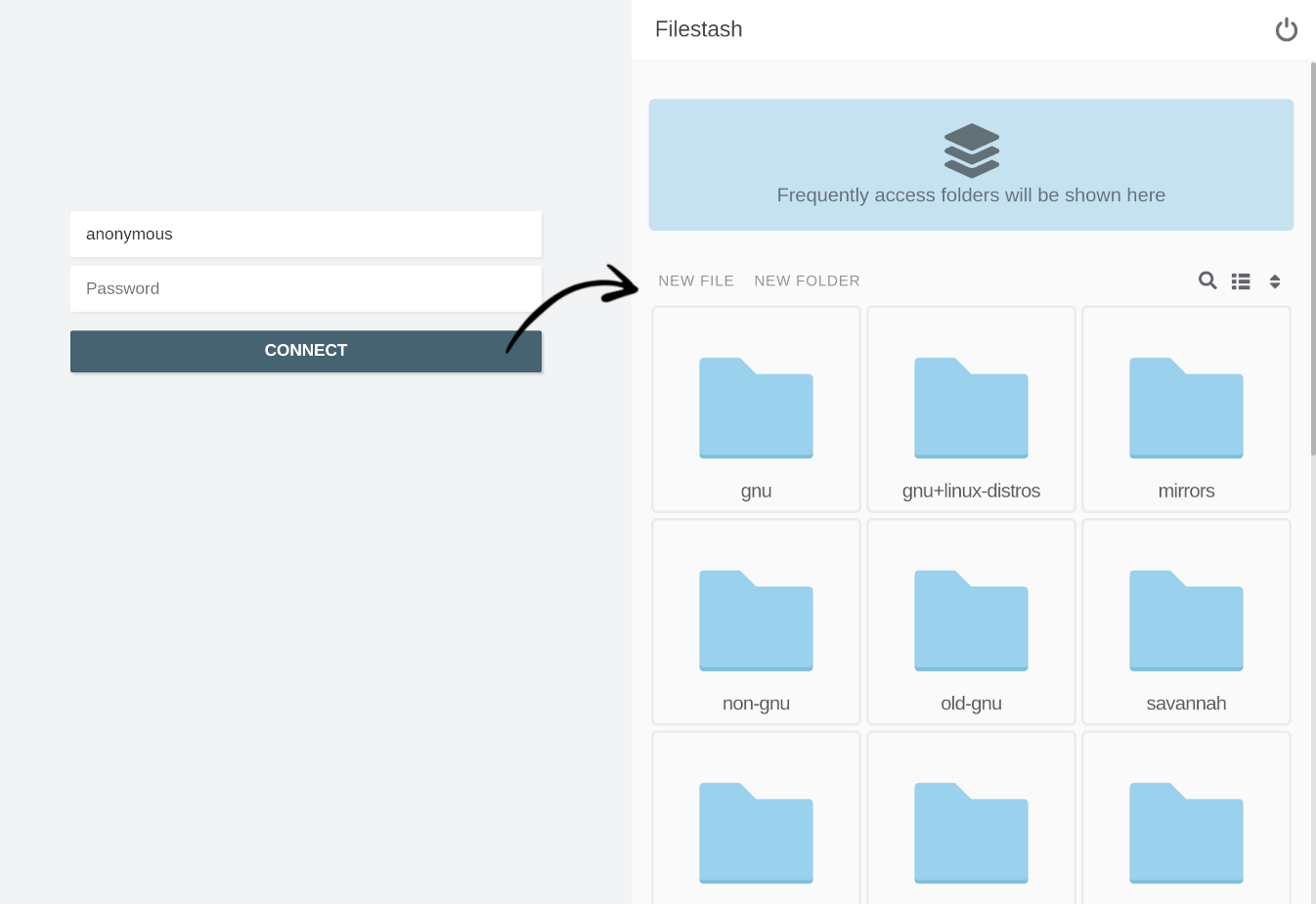 resulting frontend as an FTP client