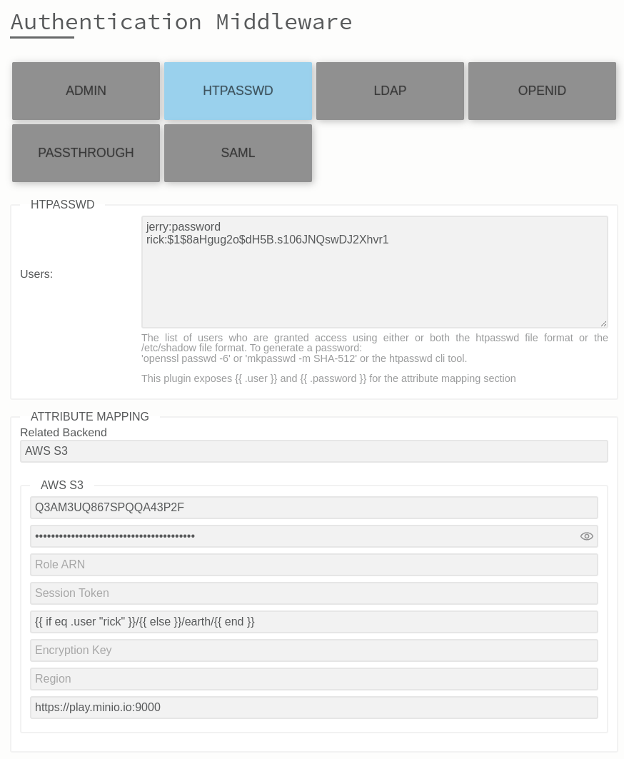 auth middleware to be used as a S3 browser