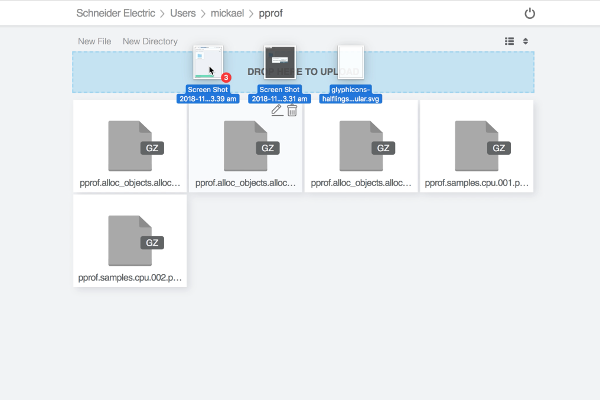 screenshot of Filestash when uploading files/folders