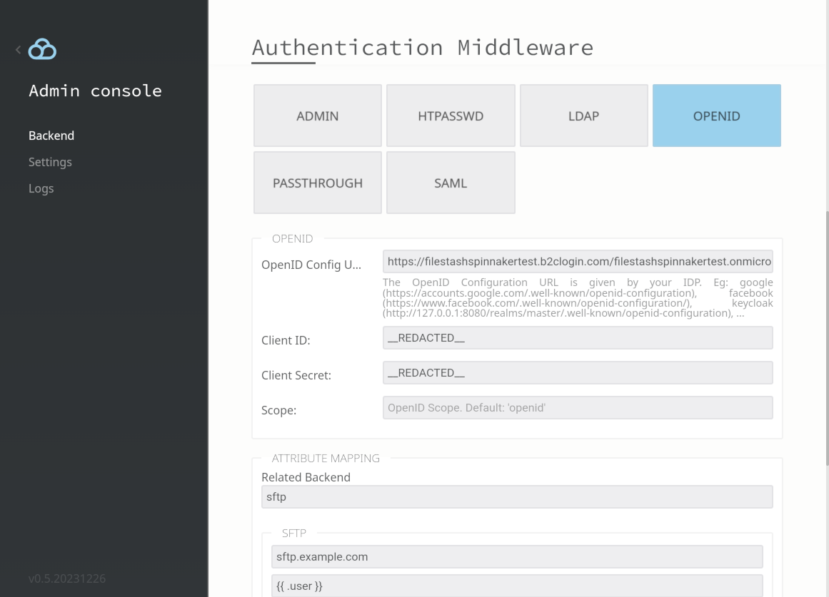 screenshot of the admin console which shows the setup of the SSO integration