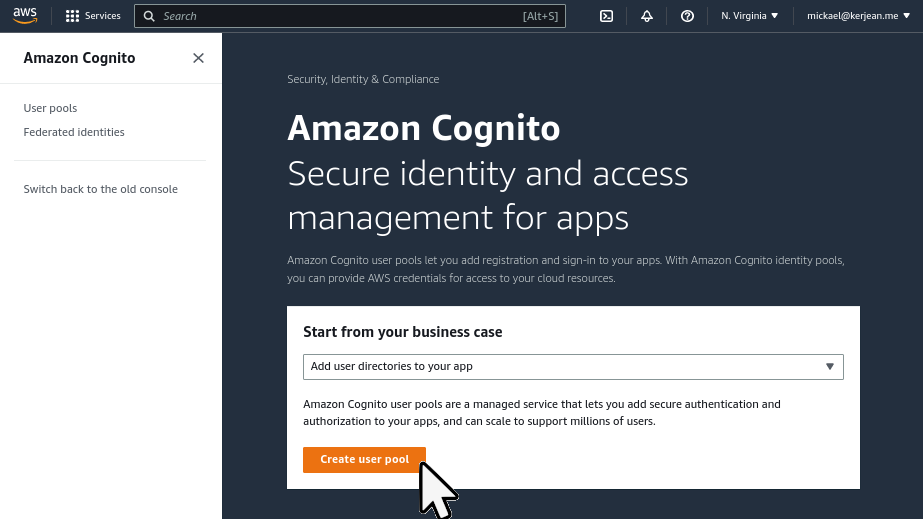 aws cognito landing page